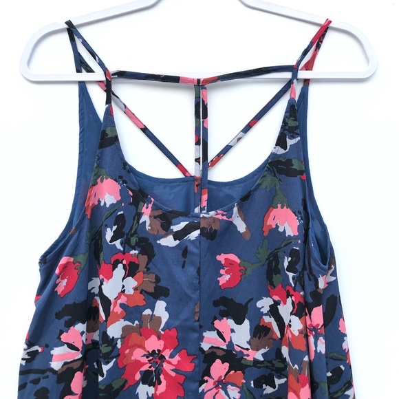 Nordstrom Brass Plum Blue Floral Mini Dress M - Picture 5 of 8